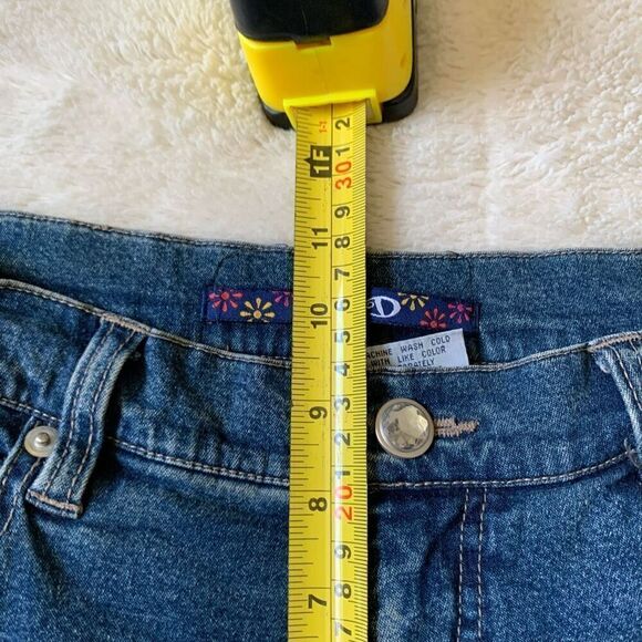 Vintage Y2K QPD Rhinestone Slit Bootcut Jeans Sz 5, Waist 14 - Inseam 30 EUC - Picture 8 of 9